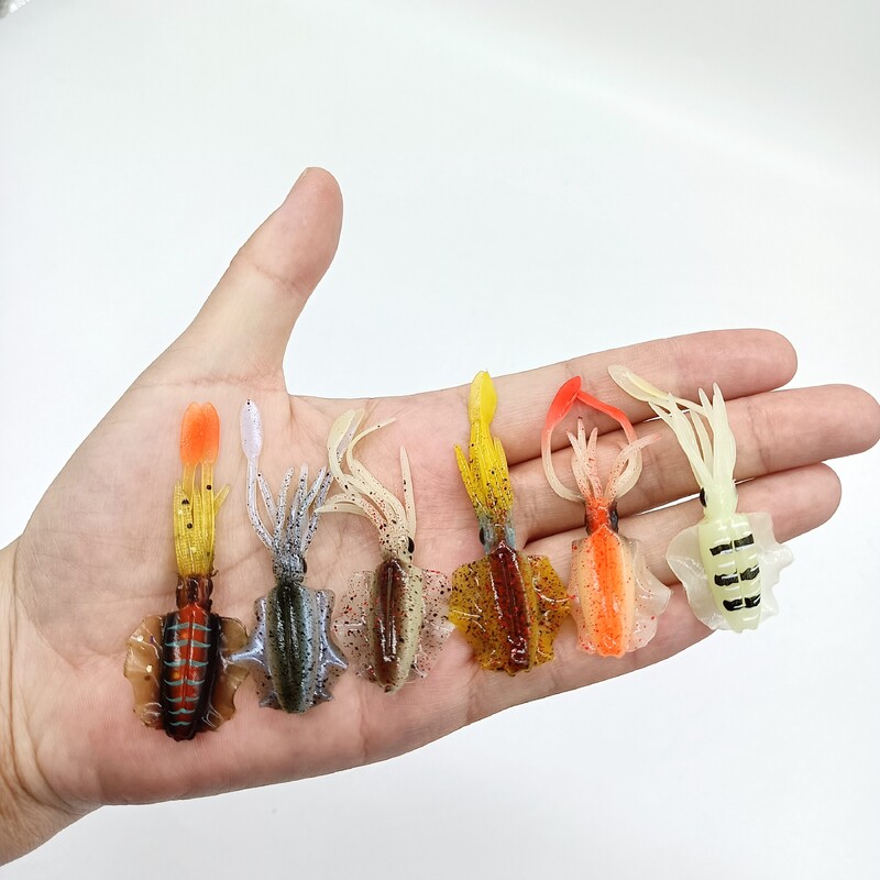 DUODUOYU 1 KOM Mini meki mamac za lignje 6 cm 2 g svjetleće UV šablone za lignje za slatkovodni ribolov mamac vobler pribor za pecanje