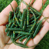 MUKUN 10 ks/balenie rybárskej návnady mini mäkký červ 0,45 g 53 mm ihlový chvost mäkká návnada na skalné ryby, umelá návnada na oceánske skaly