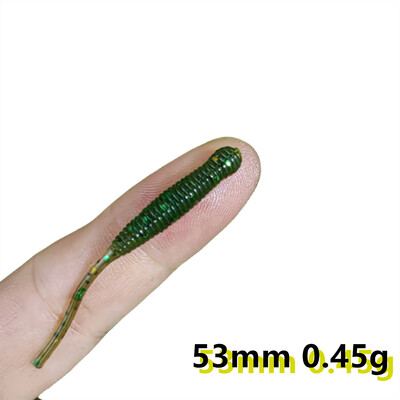 MUKUN 10 ks/balenie rybárskej návnady mini mäkký červ 0,45 g 53 mm ihlový chvost mäkká návnada na skalné ryby, umelá návnada na oceánske skaly