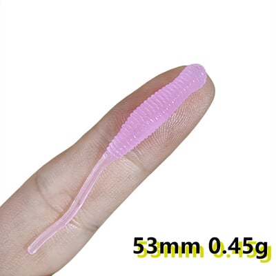 MUKUN 10 ks/balenie rybárskej návnady mini mäkký červ 0,45 g 53 mm ihlový chvost mäkká návnada na skalné ryby, umelá návnada na oceánske skaly
