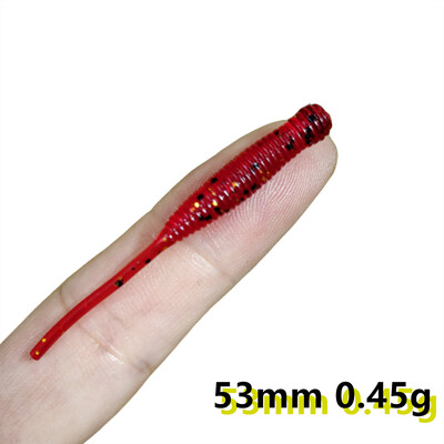 MUKUN 10 ks/balenie rybárskej návnady mini mäkký červ 0,45 g 53 mm ihlový chvost mäkká návnada na skalné ryby, umelá návnada na oceánske skaly