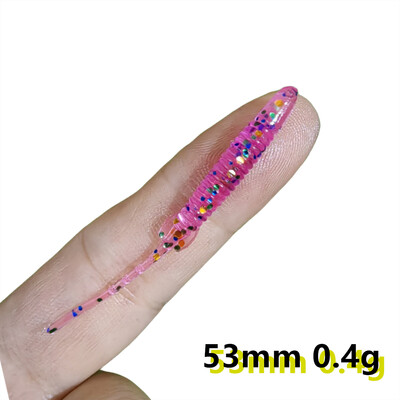 MUKUN 10 ks/balenie rybárskej návnady mini mäkký červ 0,45 g 53 mm ihlový chvost mäkká návnada na skalné ryby, umelá návnada na oceánske skaly