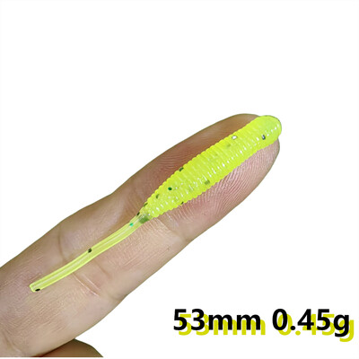 MUKUN 10 ks/balenie rybárskej návnady mini mäkký červ 0,45 g 53 mm ihlový chvost mäkká návnada na skalné ryby, umelá návnada na oceánske skaly