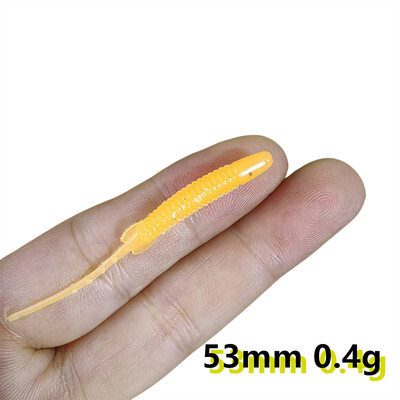 MUKUN 10 ks/balenie rybárskej návnady mini mäkký červ 0,45 g 53 mm ihlový chvost mäkká návnada na skalné ryby, umelá návnada na oceánske skaly