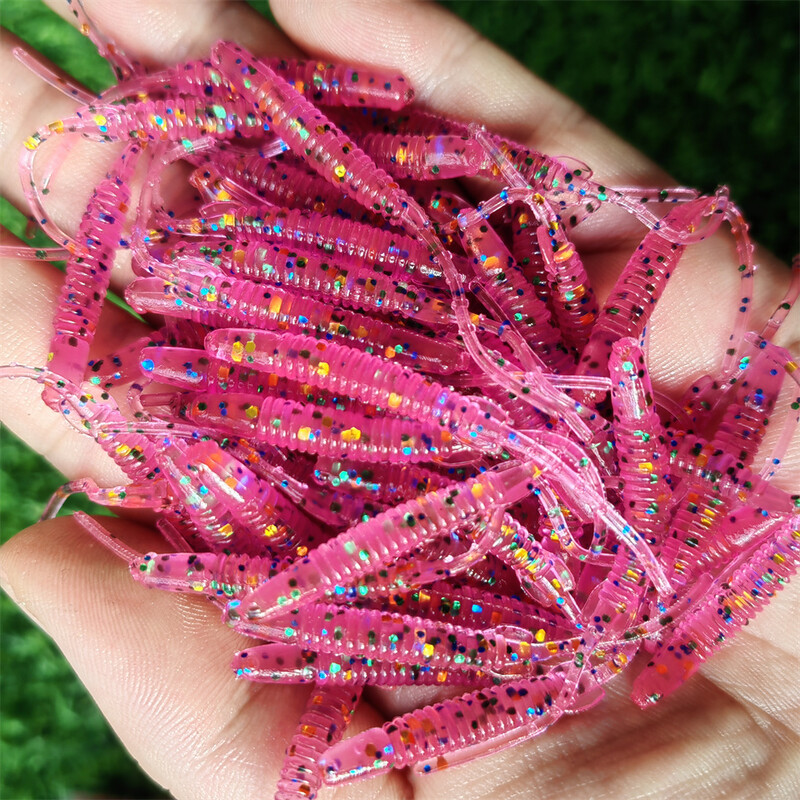 MUKUN 10 ks/balenie rybárskej návnady mini mäkký červ 0,45 g 53 mm ihlový chvost mäkká návnada na skalné ryby, umelá návnada na oceánske skaly