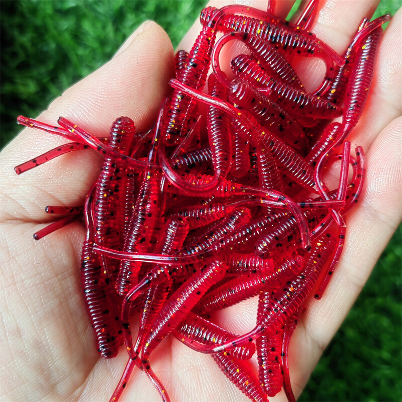 MUKUN 10 ks/balenie rybárskej návnady mini mäkký červ 0,45 g 53 mm ihlový chvost mäkká návnada na skalné ryby, umelá návnada na oceánske skaly