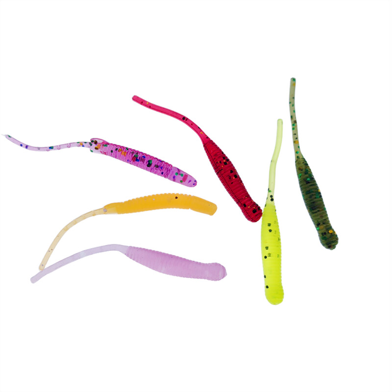 MUKUN 10 ks/balenie rybárskej návnady mini mäkký červ 0,45 g 53 mm ihlový chvost mäkká návnada na skalné ryby, umelá návnada na oceánske skaly