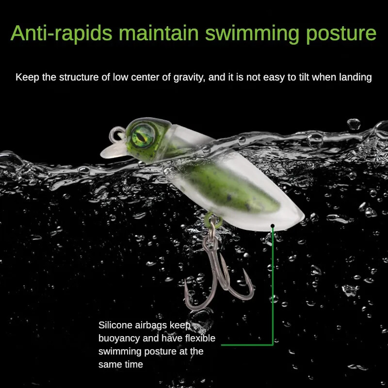 Mamac za kukce, minijaturni mamac, mamac, plutajuća olovka Mino serija vodenih površina Sm38 mamac za pastrva, umjetni štap za zmijoglavu glavu