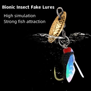 5PCS Бионични фалшиви примамки за насекоми Bionic Bee Lures Кука за мухи с крила Scud Fly Bug Стръв за насекоми Изкуствена примамка за червей Риболовни принадлежности