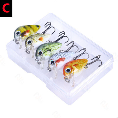 Mini Crankbait Kit Hard Bait Minnow Wobbler Rattletrap Mamci za pecanje s visokom udicom 3D realistične ribičke oči Mamci za plivanje