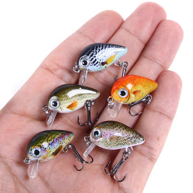 Mini Crankbait Kit Hard Bait Minnow Wobbler Rattletrap Mamci za pecanje s visokom udicom 3D realistične ribičke oči Mamci za plivanje