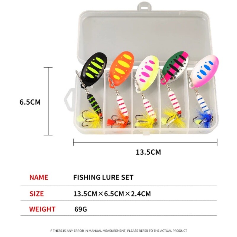 7.5G Spinner Metalni mamac Šarene šljokice Ribolovni mamci Realni Crankbaits Set Bas pastrva Losos Hard Metal Spinner Baits Kit