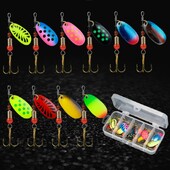 10pcs/Set Crankbaits Ribolov Spinner Ribolov Mamci Vobleri Metalna žlica sa šljokicama za pastrvu s udicama za šarana Umjetni mamac za ribolov
