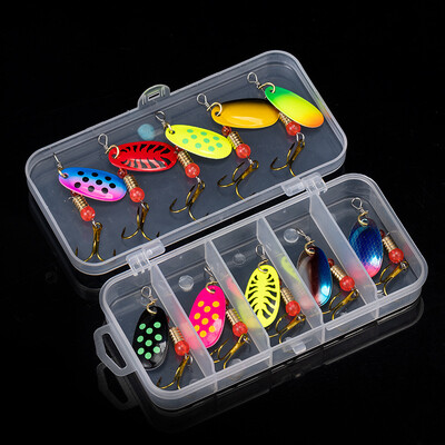 10pcs/Set Crankbaits Ribolov Spinner Ribolov Mamci Vobleri Metalna žlica sa šljokicama za pastrvu s udicama za šarana Umjetni mamac za ribolov