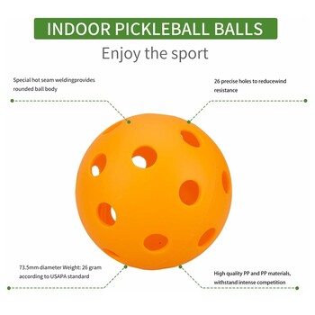 Вътрешни топки Pickleball USAPA Paddle Ball 26 дупки Pickleball Sport Training Practice Plastic Pickleball Airflow Hollow Balls