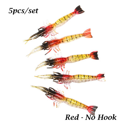 5 ks/sada mäkkých silikónových simulačných rybárskych návnad, návnad na krevety, umelých pstruhových návnad, rybieho zápachu, jednoduchého háčika, basového náčinia, jigu