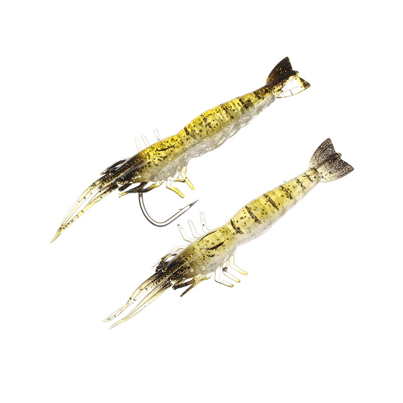 5 ks/sada mäkkých silikónových simulačných rybárskych návnad, návnad na krevety, umelých pstruhových návnad, rybieho zápachu, jednoduchého háčika, basového náčinia, jigu