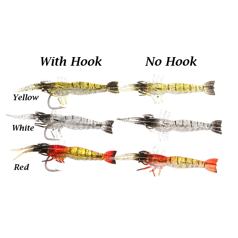 5 ks/sada mäkkých silikónových simulačných rybárskych návnad, návnad na krevety, umelých pstruhových návnad, rybieho zápachu, jednoduchého háčika, basového náčinia, jigu