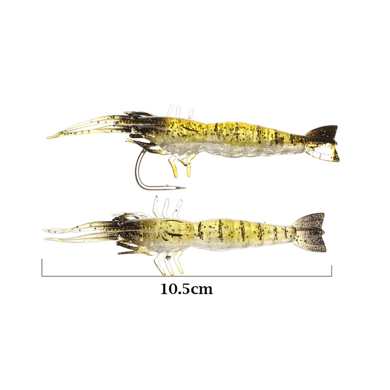 5 ks/sada mäkkých silikónových simulačných rybárskych návnad, návnad na krevety, umelých pstruhových návnad, rybieho zápachu, jednoduchého háčika, basového náčinia, jigu