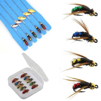 10PCS Гореща разпродажба Глава от месингови мъниста Бързо потъваща нимфа Scud Fly Bug Червей Пъстърва Риболовни мухи Изкуствени насекоми Риболовна примамка