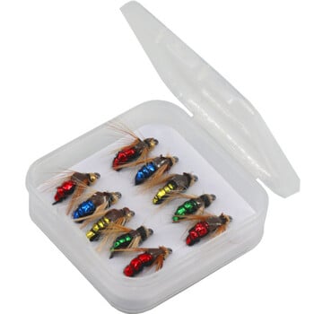 10PCS Гореща разпродажба Глава от месингови мъниста Бързо потъваща нимфа Scud Fly Bug Червей Пъстърва Риболовни мухи Изкуствени насекоми Риболовна примамка