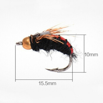 10PCS Гореща разпродажба Глава от месингови мъниста Бързо потъваща нимфа Scud Fly Bug Червей Пъстърва Риболовни мухи Изкуствени насекоми Риболовна примамка