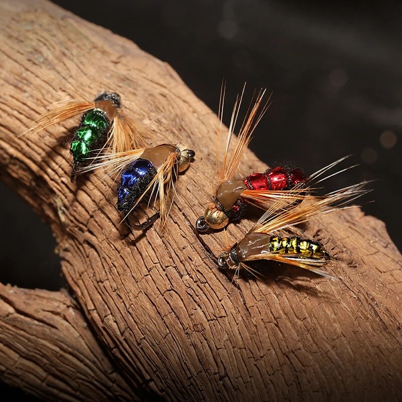 10 vnt. karštas išpardavimas žalvario karoliuko galvutė, greitai skęstanti nimfa skraidyklė kirminų upėtakių žvejybos muselės Dirbtinis vabzdžių žvejybos masalas