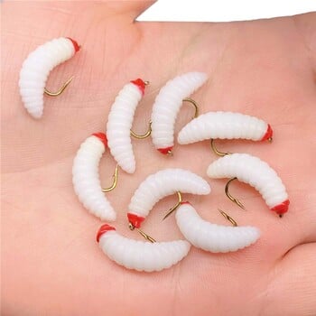 5/10/20Pieces Maggot Fly Fishing Wet Trout Flies Worm Bait for Trout Perch Bass Fishing Fly Insect Lures