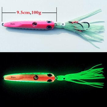 1PC Glow Inchiku Jig 60g80g100g135g Metal Sea Fishing Lure Luminous Skirt Lead Jig pesca Fish Jigging Lure