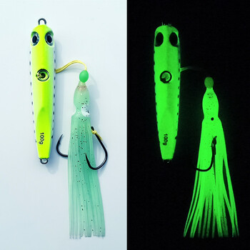 1PC Glow Inchiku Jig 60g80g100g135g Metal Sea Fishing Lure Luminous Skirt Lead Jig pesca Fish Jigging Lure