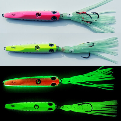 1vnt Glow Inchiku Jig 60g80g100g135g Metalinis jūrinės žvejybos masalas Šviečiantis sijonas švino Jig pesca Fish Jigging masalas