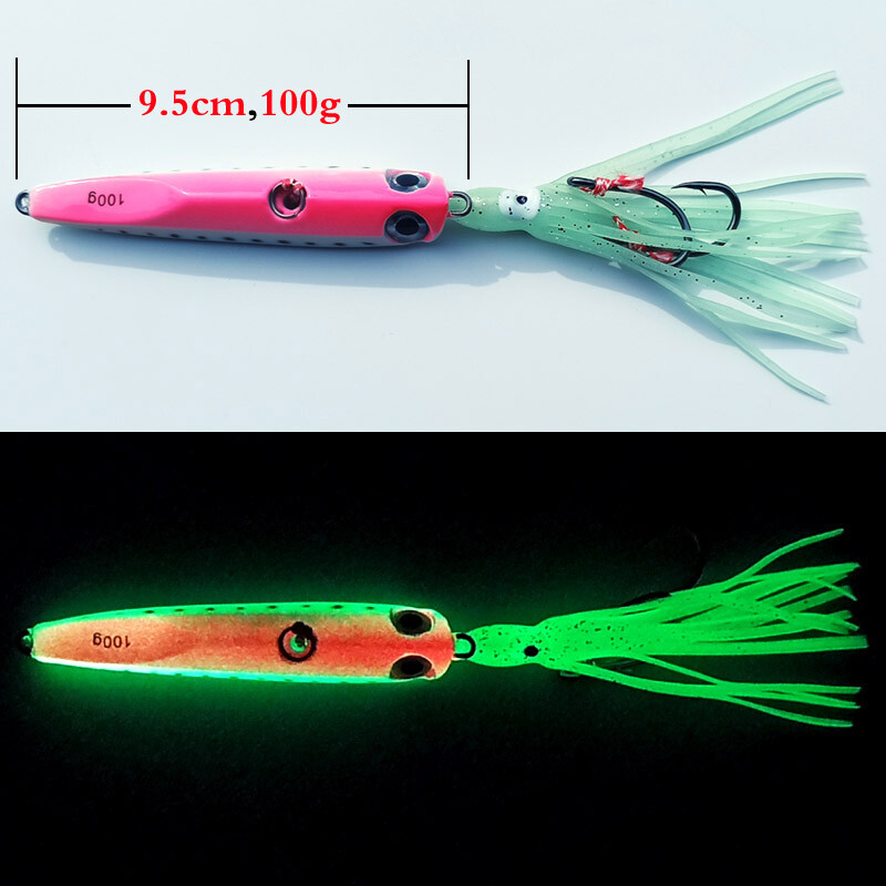 1PC Glow Inchiku Jig 60g80g100g135g Naluca metalică pentru pescuit în mare Fusta luminoasă Lead Jig pesca Pește Jigging Nalucă