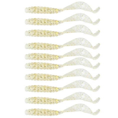 10 buc. Naluci de pescuit din silicon moale Jigging 35mm 55mm Creveți cu miros de pește Wobblers coadă în spirală Naluci artificiale de înot Shad Supple