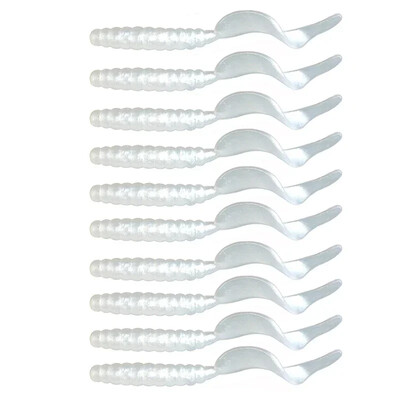 10 buc. Naluci de pescuit din silicon moale Jigging 35mm 55mm Creveți cu miros de pește Wobblers coadă în spirală Naluci artificiale de înot Shad Supple