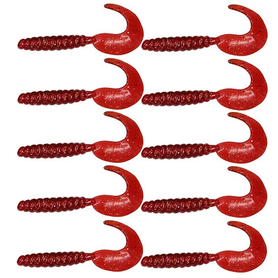 10 buc. Naluci de pescuit din silicon moale Jigging 35mm 55mm Creveți cu miros de pește Wobblers coadă în spirală Naluci artificiale de înot Shad Supple