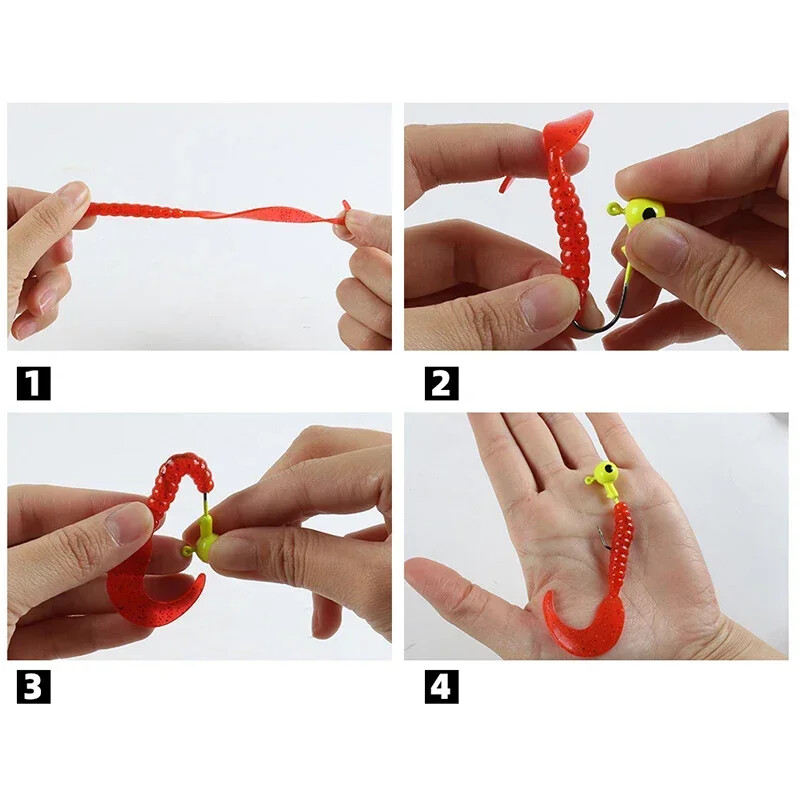 10 buc. Naluci de pescuit din silicon moale Jigging 35mm 55mm Creveți cu miros de pește Wobblers coadă în spirală Naluci artificiale de înot Shad Supple