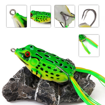 1 τμχ 5G 8,5G 13G 17,5G Frog Lure Soft Tube Bait Πλαστικό δόλωμα ψαρέματος με γάντζους ψαρέματος Top Water Ray Frog Τεχνητά 3D μάτια