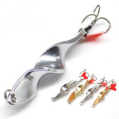 1PC Trolling Spinning Spirala Linguri turnate lungi Naluca de pescuit Spinner 10g 14g 21g 28g Rotație șurub Metal Jigbait Red Hear Paiete