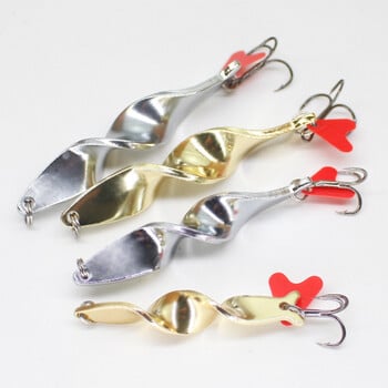 1 τμχ συρτή Spinning Spiral Long Cast Spoons Fishing Lure Spinner 10g 14g 21g 28g Screw Rotation Metal Jigbait Red Hear Sequins