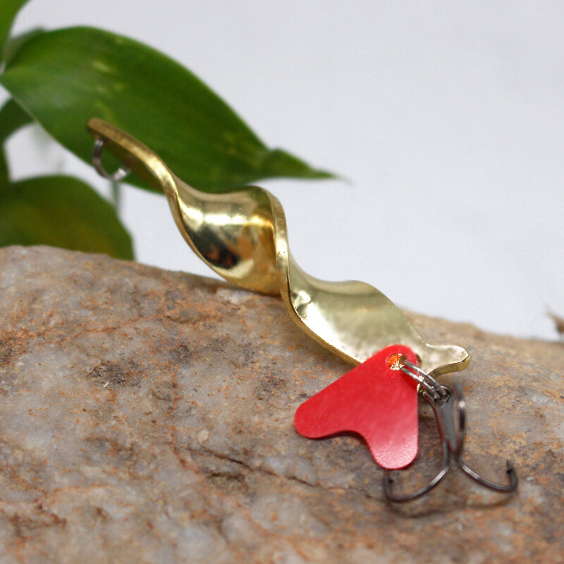 1PC Trolling Spinning Spirala Linguri turnate lungi Naluca de pescuit Spinner 10g 14g 21g 28g Rotație șurub Metal Jigbait Red Hear Paiete