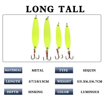 1 τεμ 5 g 7 g 10 g 13 g Luminous Fishing Spinner Spoon Lure Hard Bait with Feather For Bass Sea Lures Wobbles Fishing Accessories