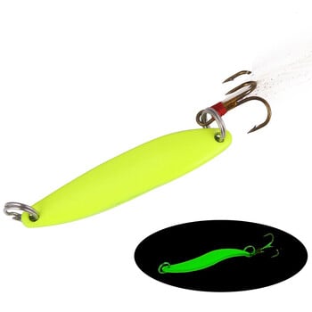 1 τεμ 5 g 7 g 10 g 13 g Luminous Fishing Spinner Spoon Lure Hard Bait with Feather For Bass Sea Lures Wobbles Fishing Accessories