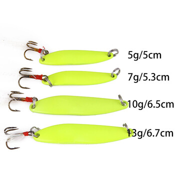 1 τεμ 5 g 7 g 10 g 13 g Luminous Fishing Spinner Spoon Lure Hard Bait with Feather For Bass Sea Lures Wobbles Fishing Accessories