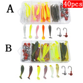 40PCS/1 kutija lažnog mamca meki mamac za slatkovodnog brancina i ribu mandarinu ojačan s dovoljno grama udice s olovnom glavom
