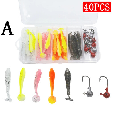 40PCS/1 kutija lažnog mamca meki mamac za slatkovodnog brancina i ribu mandarinu ojačan s dovoljno grama udice s olovnom glavom