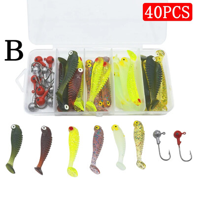 40PCS/1 kutija lažnog mamca meki mamac za slatkovodnog brancina i ribu mandarinu ojačan s dovoljno grama udice s olovnom glavom