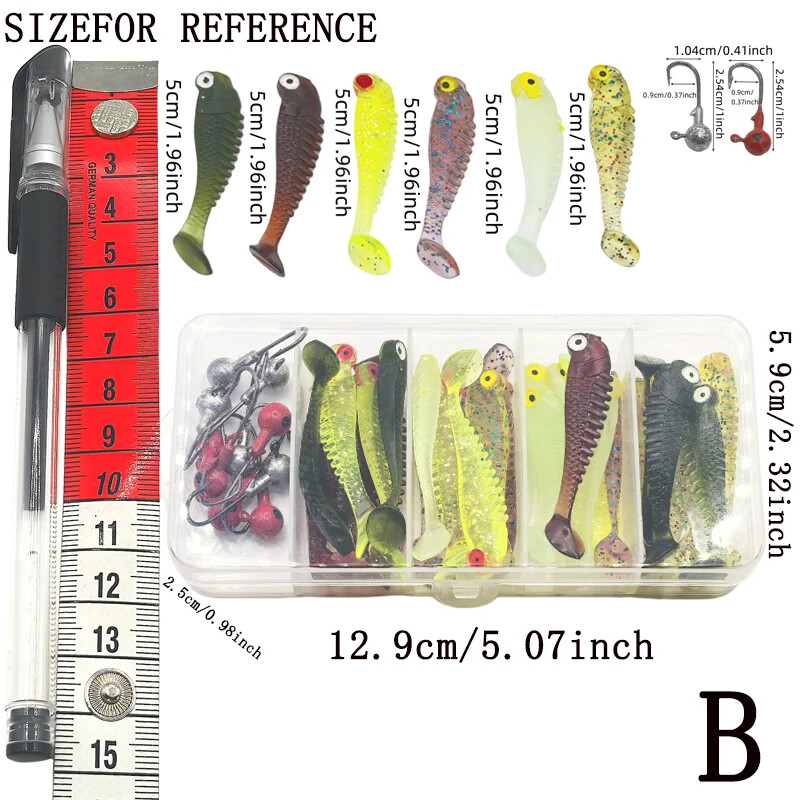 40PCS/1 kutija lažnog mamca meki mamac za slatkovodnog brancina i ribu mandarinu ojačan s dovoljno grama udice s olovnom glavom