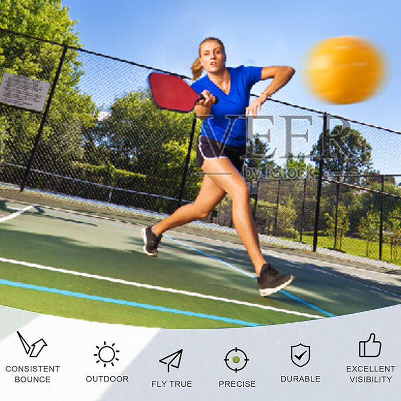Pickerball za natjecanje, Pickerball na otvorenom, visoke kvalitete i otporan na igru, narančasta, zelena, žuta