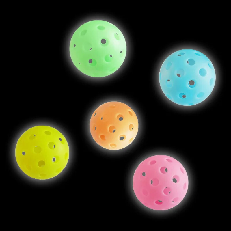 Leijiaer Night Glow Pickleball 40 Holes Pe Pickleball Ražotāja tiešā pārdošana 6 gabali vienā maisā krikets
