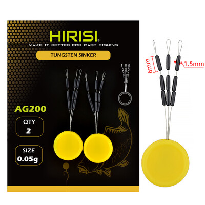 2 kompleta volframovih utega za karike za udice, veličina 0,05 g 0,08 g za terminalni pribor za ribolov šarana AG200